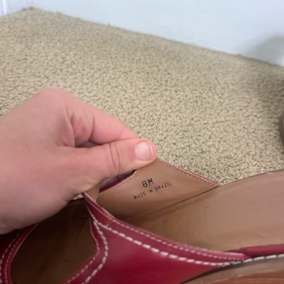 Burgundy Red leather heel clogs Size 8. No brand, Made in Brazil - Picture 3 of 5